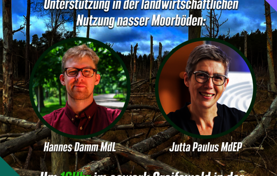 Podiumsdiskussion zu Paludikultur mit Jutta Paulus und Hannes Damms (Post: Büro Hannes Damms)