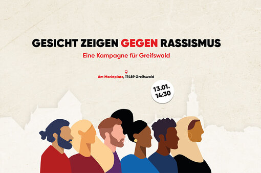 "Gesicht zeigen gegen Rassismus" in Greifswald, Kampagnenmotiv: Jeffrey Osuji