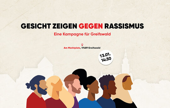 "Gesicht zeigen gegen Rassismus" in Greifswald, Kampagnenmotiv: Jeffrey Osuji