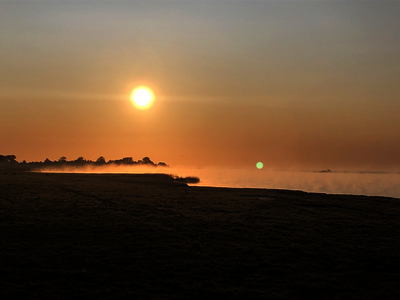 Sonnenaufgang über dem Koos und dem Kooser See.