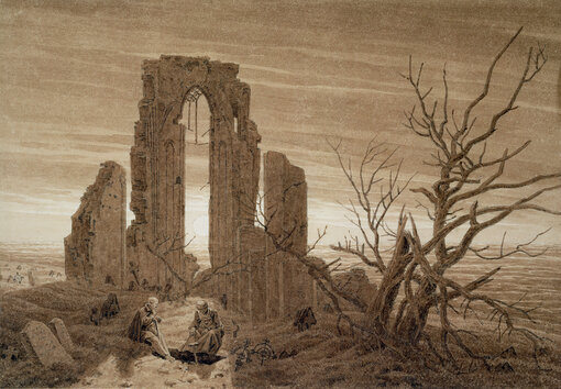Winter-Klosterruine und Kirchhof am Meer von Caspar David Friederich. Foto: https://commons.wikimedia.org/wiki/File:Caspar_David_Friedrich_-_Klosterruine_am_Meer_(1803).jpg