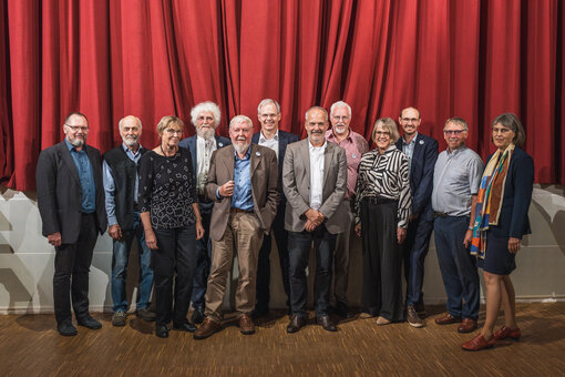 Stifter, Stiftungsrat, Geschäftsführung und Wissenschaftlicher Beirat zusammen auf dem Festakt zum 25. Stiftungsgeburtstag in Greifswald © Stephan Busse