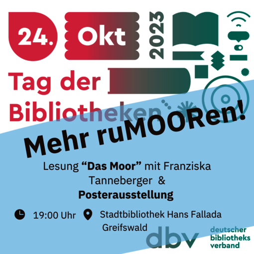 Ankündigung zur Lesung in der Stadtbib Greifswald zum Tag der Bibliotheken 2023