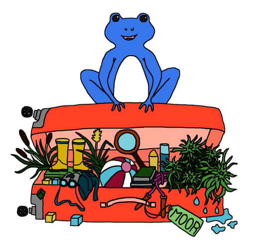 Vollgepackter Ferienmoorkoffer, Logo © Theophila Herbey