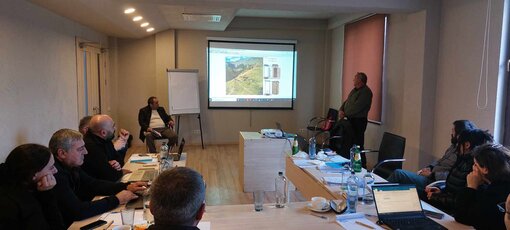 Project presentations at the SGP committee meetings in Ikalto (Kakheti Region in Georgia). (c) Nika Malazonia