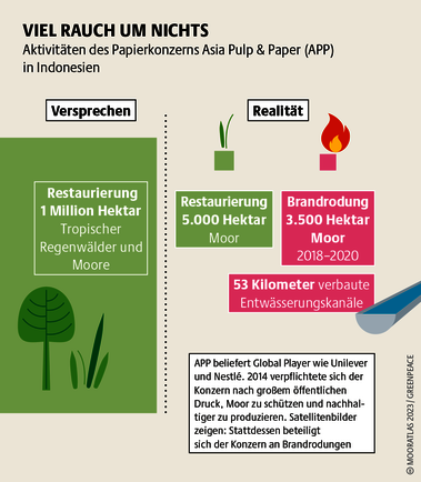 Konzerne werben mit Nachhaltigkeit – doch ohne gesetzliche Maßnahmen werden sie nicht daran gehindert, weiterhin Raubbau an der Natur zu betreiben. Quelle: Mooratlas Böll/BUND/Succow-Stiftung