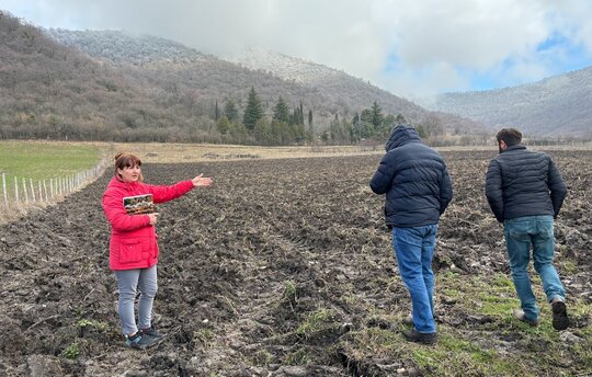 Visit of the pumpkin seed oil production site in the Village Argokhi (Three Alazani Rivers Biosphere Reserve). (c) Nika Malazonia