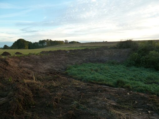 Das ‚Soll 1‘ nach dem Abtrag des nährstoffreichen Oberbodens an der Böschung © S. Volk / Michael Succow Stiftung