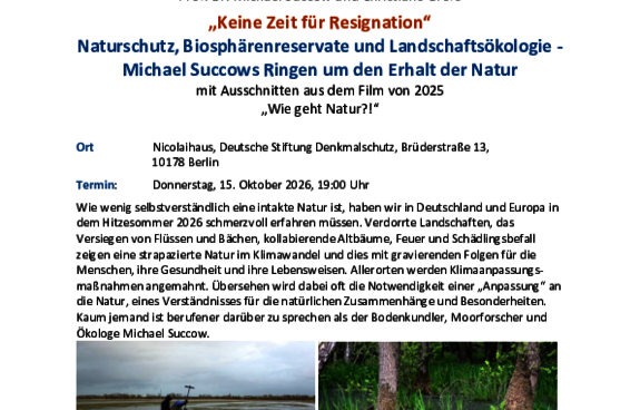 „Keine Zeit für Resignation“ - Michael Succow und Christiane Grefe in Berlin